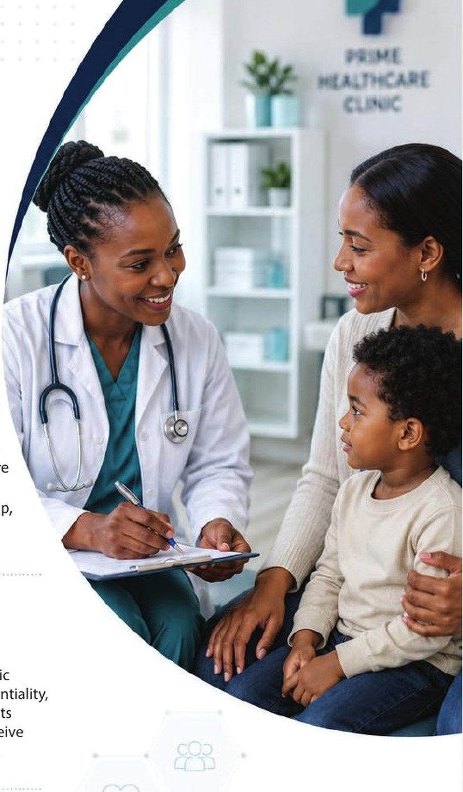 Healthcare professional consulting with a family